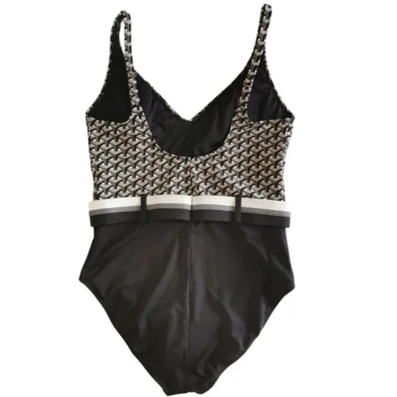 Bleu Rod Beattie Belted Black And White One Piece Swimsuit - Sz 12 - Picture 4 of 7